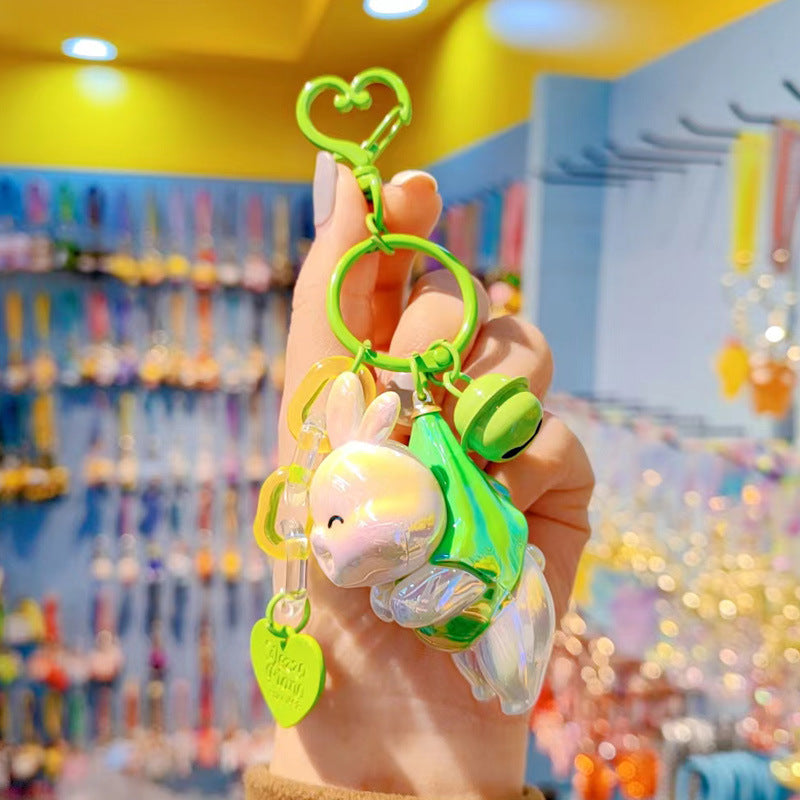 Wholesale Acrylic Electroplating Colorful Rabbit Keychain